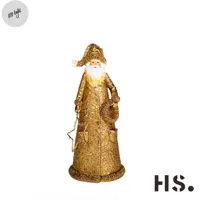 Home Society kerstfiguur kunststof kerstman nittedal 10x8x22cm goud - afbeelding 1