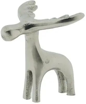 Home Society kerstfiguur metaal luster hert 8.5x8x9cm zilver