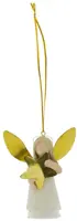 Home Society kunststof kerst ornament engel anna 9cm wit, goud