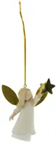 Home Society kunststof kerst ornament engel yael 9cm wit, goud