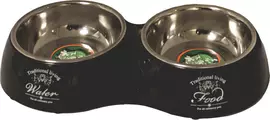 Hondenbak dubbel plastic/RVS 'Water/Food' zwart, 27 cm kopen?