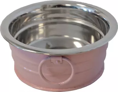 Hondenbak RVS/metaal 'Brocante' roze, 13 cm - afbeelding 1