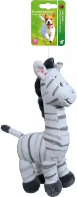 Hondenspeelgoed pluche staande zebra, 20 cm zonder geluid