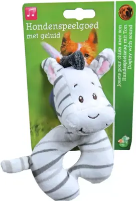 Hondenspeelgoed pluche zebra 13 cm, met piep.