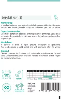 Horti tops zaden aconitum napellus, monnikskap - afbeelding 2