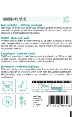 Horti tops zaden antirrhinum, leeuwenbekje half-hoge gemengd - afbeelding 2