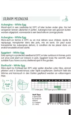 Horti tops zaden Aubergine White Eggs  - afbeelding 2