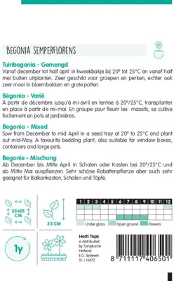 Horti tops zaden begonia, tuinbegonia gemengd - afbeelding 2