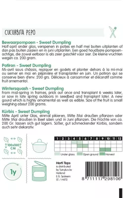 Horti tops zaden bewaar pompoen sweet dumpling (wintersquash) - afbeelding 2