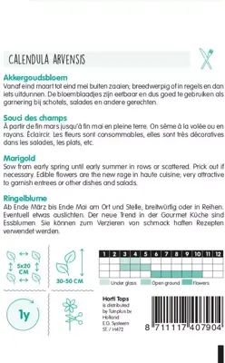 Horti tops zaden calendula arvensis, akkergoudsbloem - afbeelding 2