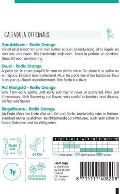 Horti tops zaden calendula, goudsbloem radio orange - afbeelding 2