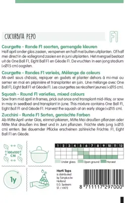 Horti tops zaden Courgette Ronde F1 soorten, gemengde kleuren - afbeelding 2