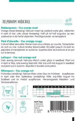 Horti tops zaden delphinium, ridderspoor fox oranje-rood - afbeelding 2