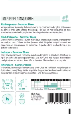 Horti tops zaden Delphinium, Ridderspoor Summer Blues - afbeelding 2