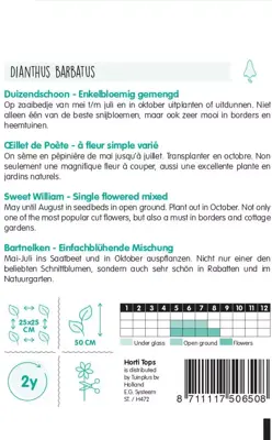 Horti tops zaden dianthus, duizendschoon enkelbloemig gemengd - afbeelding 2