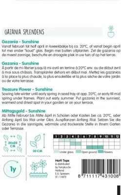 Horti tops zaden gazania sunshine gemengd - afbeelding 2