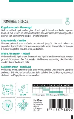 Horti tops zaden gomphrena, kogelamarant gemengd - afbeelding 2