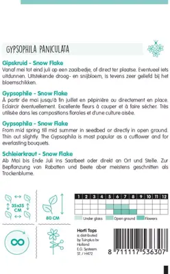 Horti tops zaden gypsophila, Gipskruid dubbelbloemig wit - afbeelding 2