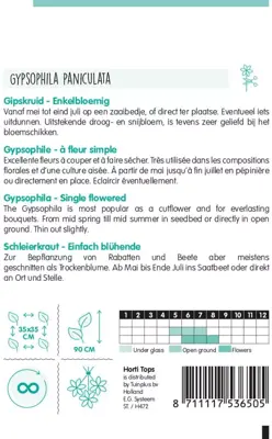 Horti tops zaden gypsophila, gipskruid enkelbloemig wit - afbeelding 2