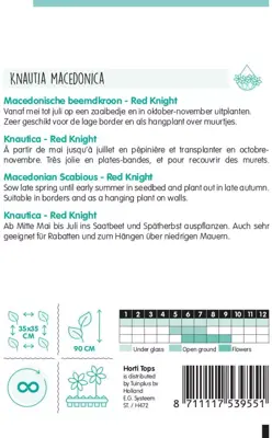 Horti tops zaden knautia macedonica red knight - afbeelding 2