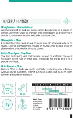 Horti tops zaden nemophila, haagbloem hemelsblauw - afbeelding 2