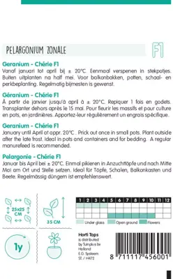 Horti tops zaden pelargonium, geranium chérie - afbeelding 2