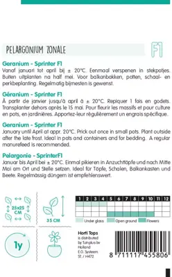 Horti tops zaden pelargonium, geranium sprinter - afbeelding 2