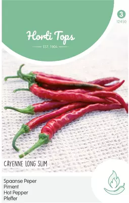 Horti tops zaden peper cayenne long slim, spaanse lange rode - afbeelding 1
