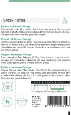 Horti Tops zaden Peper Habanero, oranje - afbeelding 2