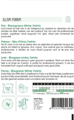 Horti tops zaden prei blauwgroene winter farinto - afbeelding 2