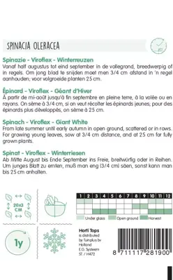 Horti tops zaden spinazie winterreuzen - afbeelding 2