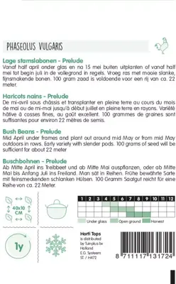 Horti tops zaden stamslabonen prelude 25 gram - afbeelding 2