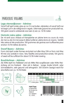 Horti tops zaden stamsnijbonen admires 25 gram - afbeelding 2