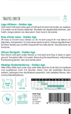 Horti tops zaden tagetes, lage afrikaan golden age - afbeelding 2