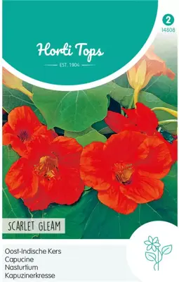 Horti tops zaden tropaeolum, oost-indische kers scarlet gleam rood - afbeelding 1