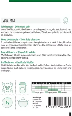 Horti tops zaden tuinbonen driemaal wit 20 gram - afbeelding 2