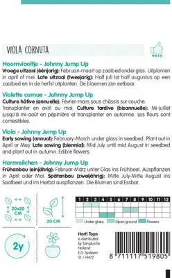 Horti tops zaden viola, hoornviooltje johnny jump up - afbeelding 2