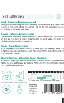 Horti tops zaden viola, viool zwitserse reuzen - afbeelding 2