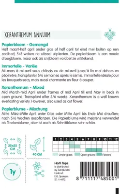 Horti tops zaden Xeranthemum, Papierbloem gemengd - afbeelding 2