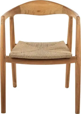 House of Mavi armstoel Jati van massief teak met gevlochten fibre zitting - afbeelding 2