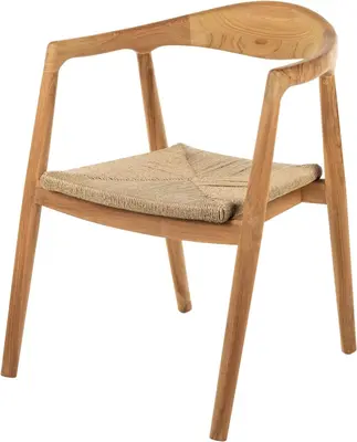 House of Mavi armstoel Jati van massief teak met gevlochten fibre zitting - afbeelding 1