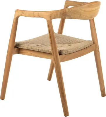 House of Mavi armstoel Jati van massief teak met gevlochten fibre zitting - afbeelding 3