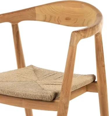 House of Mavi armstoel Jati van massief teak met gevlochten fibre zitting - afbeelding 4