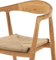 House of Mavi armstoel Jati van massief teak met gevlochten fibre zitting - afbeelding 4
