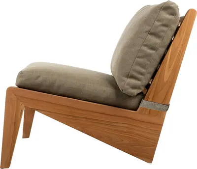 House of Mavi loungestoel Tayu van massief teak, dikke kussens - afbeelding 4