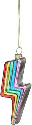 House of Seasons glazen kerst ornament bliksem 10.5cm multi