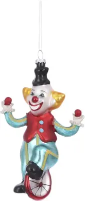 House of Seasons glazen kerst ornament clown 14cm blauw