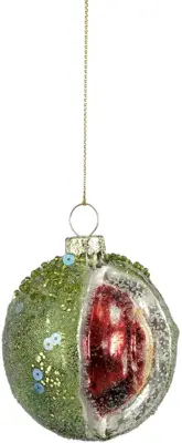 House of Seasons glazen kerst ornament kastanje 6.5cm groen