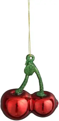 House of Seasons glazen kerst ornament kersen 8.5cm rood