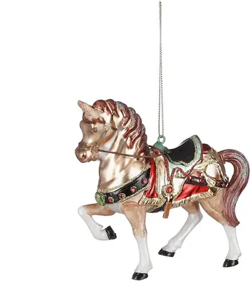 House of Seasons glazen kerst ornament paard 11.5cm goud 